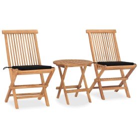 Set comedor de jardín plegable 3 piezas madera de teca cojines en Conjuntos de jardín | Comprar online en Foru.es
