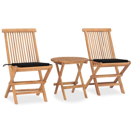 Set comedor de jardín plegable 3 piezas madera de teca cojines en Conjuntos de jardín | Comprar online en Foru.es
