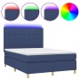 Cama box spring colchón y luces LED tela azul 140x200 cm de vidaXL, Camas y somieres - Ref: Foro24-3135443, Precio: 497,99 €,...