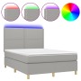 Cama box spring colchón y luces LED tela gris claro 140x190 cm de vidaXL, Camas y somieres - Ref: Foro24-3135349, Precio: 485...