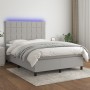 Cama box spring colchón y luces LED tela gris claro 140x200 cm de vidaXL, Camas y somieres - Ref: Foro24-3134877, Precio: 491...