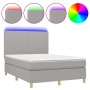 Cama box spring colchón y luces LED tela gris claro 140x190 cm de vidaXL, Camas y somieres - Ref: Foro24-3135269, Precio: 508...