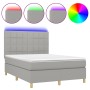 Cama box spring colchón y luces LED tela gris claro 140x190 cm de vidaXL, Camas y somieres - Ref: Foro24-3135429, Precio: 522...