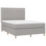 Cama box spring colchón y luces LED tela gris claro 140x190 cm de vidaXL, Camas y somieres - Ref: Foro24-3135429, Precio: 522...