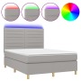 Cama box spring colchón y luces LED tela gris claro 140x190 cm de vidaXL, Camas y somieres - Ref: Foro24-3135509, Precio: 523...