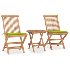 Set comedor de jardín plegable 3 piezas madera de teca cojines en Conjuntos de jardín | Comprar online en Foru.es