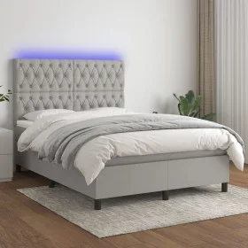 Cama box spring colchón y luces LED tela gris claro 140x200 cm de vidaXL, Camas y somieres - Ref: Foro24-3135117, Precio: 482...