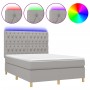 Cama box spring colchón y luces LED tela gris claro 140x190 cm de vidaXL, Camas y somieres - Ref: Foro24-3135669, Precio: 510...