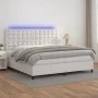 Cama box spring colchón y LED cuero sintético blanco 200x200 cm de vidaXL, Camas y somieres - Ref: Foro24-3135964, Precio: 72...