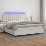 Cama box spring colchón y LED cuero sintético blanco 200x200 cm de vidaXL, Camas y somieres - Ref: Foro24-3135964, Precio: 74...