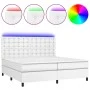 Cama box spring colchón y LED cuero sintético blanco 200x200 cm de vidaXL, Camas y somieres - Ref: Foro24-3135964, Precio: 72...