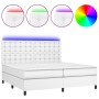 Cama box spring colchón y LED cuero sintético blanco 200x200 cm de vidaXL, Camas y somieres - Ref: Foro24-3135964, Precio: 74...
