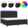 Cama box spring colchón y LED cuero sintético negro 200x200 cm de vidaXL, Camas y somieres - Ref: Foro24-3135963, Precio: 694...