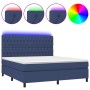 Cama box spring colchón y luces LED tela azul 160x200 cm de vidaXL, Camas y somieres - Ref: Foro24-3135131, Precio: 581,03 €,...