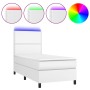 Cama box spring colchón y LED cuero sintético blanco 100x200 cm de vidaXL, Camas y somieres - Ref: Foro24-3135868, Precio: 34...