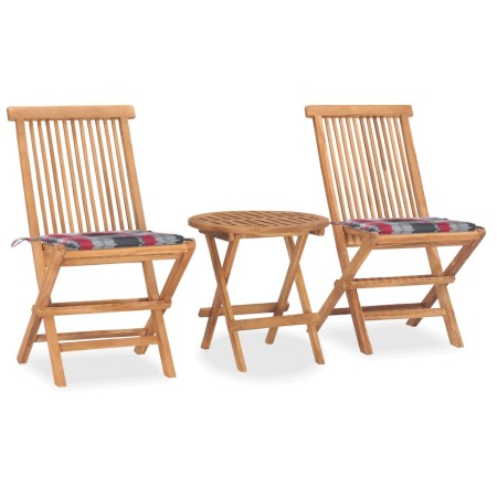 Set comedor de jardín plegable 3 piezas madera de teca cojines en Conjuntos de jardín | Comprar online en Foru.es
