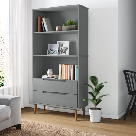Librería MOLDE madera maciza de pino gris 85x35x170,5 cm en Librerías y estanterías | Comprar online en Foru.es