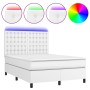 Cama box spring colchón y LED cuero sintético blanco 140x200 cm de vidaXL, Camas y somieres - Ref: Foro24-3135946, Precio: 53...