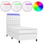 Cama box spring colchón y LED cuero sintético blanco 100x200 cm de vidaXL, Camas y somieres - Ref: Foro24-3135928, Precio: 36...