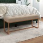 Banco de terciopelo beige 110x36x45 cm en Bancos para recibidores y almacenamiento | Comprar online en Foru.es