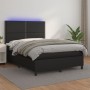 Cama box spring colchón y LED cuero sintético negro 140x190 cm de vidaXL, Camas y somieres - Ref: Foro24-3135879, Precio: 494...