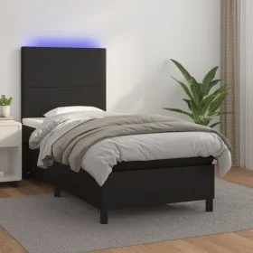 Cama box spring y colchón LED cuero sintético negro 90x190 cm de vidaXL, Camas y somieres - Ref: Foro24-3135795, Precio: 345,...