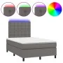 Cama box spring colchón y LED cuero sintético gris 120x200 cm de vidaXL, Camas y somieres - Ref: Foro24-3135937, Precio: 447,...