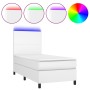 Cama box spring y colchón LED cuero sintético blanco 90x200 cm de vidaXL, Camas y somieres - Ref: Foro24-3135802, Precio: 334...