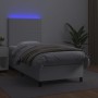Cama box spring y colchón LED cuero sintético blanco 90x200 cm de vidaXL, Camas y somieres - Ref: Foro24-3135802, Precio: 334...