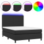 Cama box spring colchón y LED cuero sintético negro 140x190 cm de vidaXL, Camas y somieres - Ref: Foro24-3135819, Precio: 510...