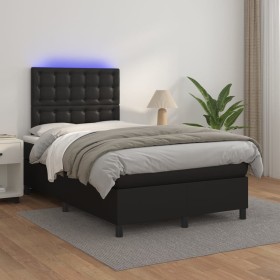 Cama box spring colchón y LED cuero sintético negro 120x200 cm de vidaXL, Camas y somieres - Ref: Foro24-3135933, Precio: 402...