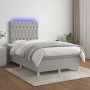 Cama box spring con colchón tela y LED gris claro 120x200 cm de vidaXL, Camas y somieres - Ref: Foro24-3135661, Precio: 416,6...