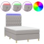 Cama box spring con colchón tela y LED gris claro 120x200 cm de vidaXL, Camas y somieres - Ref: Foro24-3135661, Precio: 416,6...