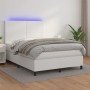 Cama box spring colchón y LED cuero sintético blanco 140x190 cm de vidaXL, Camas y somieres - Ref: Foro24-3135820, Precio: 54...