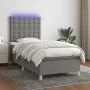 Box spring bed mattress and LED lights dark gray fabric 90x190 cm by vidaXL, Beds and slatted bases - Ref: Foro24-3135718, Pr...