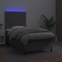 Box spring bed with mattress and LED gray synthetic leather 100x200 cm by vidaXL, Beds and slatted bases - Ref: Foro24-313581...
