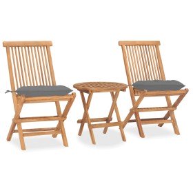 Set comedor de jardín plegable 3 piezas madera de teca cojines en Conjuntos de jardín | Comprar online en Foru.es