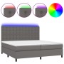 Cama box spring colchón y LED cuero sintético gris 200x200 cm de vidaXL, Camas y somieres - Ref: Foro24-3135967, Precio: 744,...