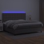 Cama box spring colchón y LED cuero sintético gris 200x200 cm de vidaXL, Camas y somieres - Ref: Foro24-3135967, Precio: 744,...