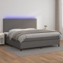 Cama box spring colchón y LED cuero sintético gris 200x200 cm de vidaXL, Camas y somieres - Ref: Foro24-3135847, Precio: 747,...