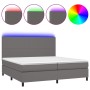 Cama box spring colchón y LED cuero sintético gris 200x200 cm de vidaXL, Camas y somieres - Ref: Foro24-3135847, Precio: 747,...