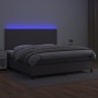 Cama box spring colchón y LED cuero sintético gris 200x200 cm de vidaXL, Camas y somieres - Ref: Foro24-3135847, Precio: 747,...