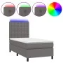 Cama box spring y colchón LED cuero sintético gris 90x200 cm de vidaXL, Camas y somieres - Ref: Foro24-3135925, Precio: 353,1...