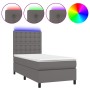 Cama box spring y colchón LED cuero sintético gris 90x200 cm de vidaXL, Camas y somieres - Ref: Foro24-3135925, Precio: 352,2...