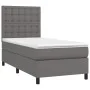 Cama box spring y colchón LED cuero sintético gris 90x200 cm de vidaXL, Camas y somieres - Ref: Foro24-3135925, Precio: 353,1...