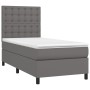 Cama box spring y colchón LED cuero sintético gris 90x200 cm de vidaXL, Camas y somieres - Ref: Foro24-3135925, Precio: 352,2...