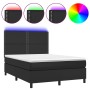 Cama box spring colchón y LED cuero sintético negro 140x200 cm de vidaXL, Camas y somieres - Ref: Foro24-3135885, Precio: 486...