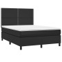 Cama box spring colchón y LED cuero sintético negro 140x200 cm de vidaXL, Camas y somieres - Ref: Foro24-3135885, Precio: 486...