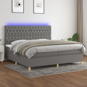 Cama box spring colchón y luces LED tela gris claro 200x200 cm de vidaXL, Camas y somieres - Ref: Foro24-3135702, Precio: 653...