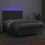 Cama box spring colchón y LED cuero sintético gris 140x190 cm de vidaXL, Camas y somieres - Ref: Foro24-3135943, Precio: 526,...
